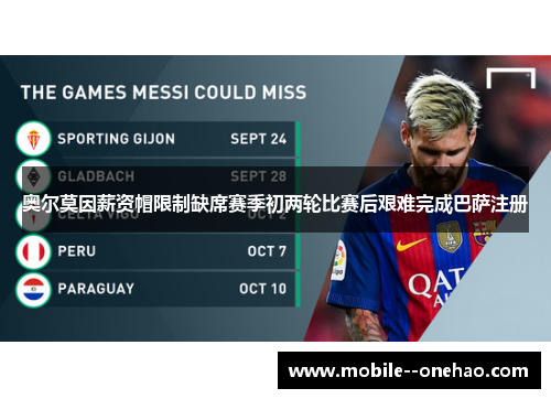 奥尔莫因薪资帽限制缺席赛季初两轮比赛后艰难完成巴萨注册